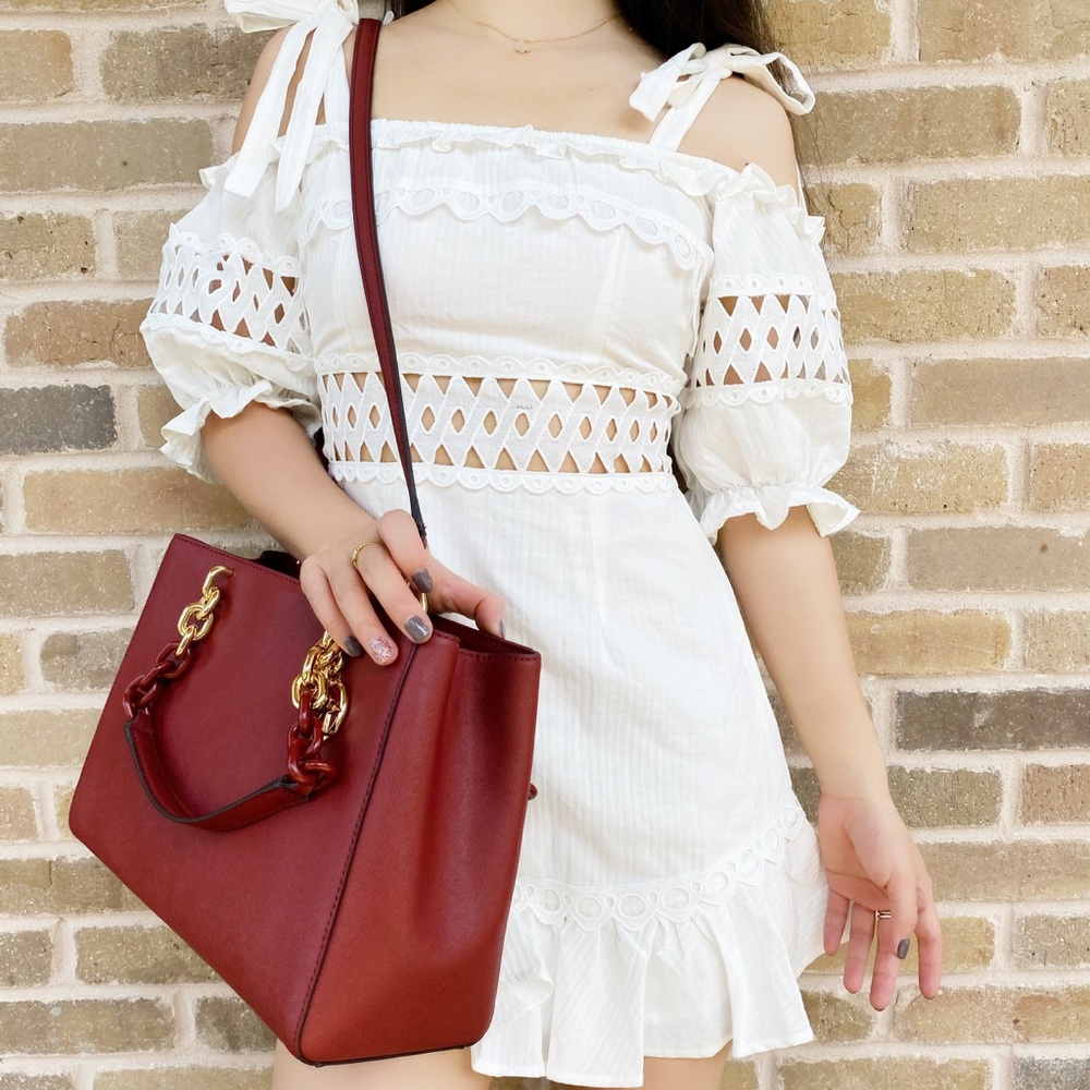 Michael kors satchel crossbody chain red - Picture 4 of 6